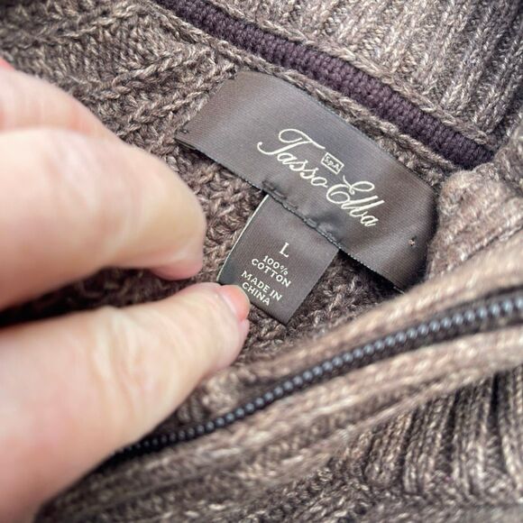 Tasso Elba Brown Cable Knit Sweater - Picture 9 of 10